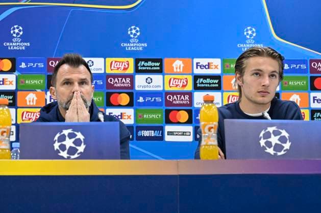 Kairat Almaty v Club Brugge - UEFA Champions League Media Activities 19 01 2026 ASTANA, KAZACHSTAN - JANUARY 19 : Leko Ivan head coach of Club Brugge and Vermant Romeo forward of Club Brugge talking to the press during a press conference, PK, Pressekonferenz ahead of the UEFA Champions League 2025 26 League Phase MD7 match between Kairat Almaty and Club Brugge on January 19, 2026 in Astana, Kazachstan, 19 01 2026 Astana Kazachstan  Copyright: xJanxDexMeuleneirx