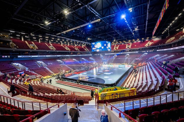 260119 Interior view of Malmö Arena ahead of the EHF European Handball Championship preliminary round match between the Netherlands and Croatia on January 19, 2026 in Malmö Photo Petter Arvidson BILDBYRAN kod PA PA1126 handball handball handballs em 2026 nederländerna netherlands croatia kroatien ehf european handball championship bbeng grappa33 arena malmö arena interiör  Copyright: PETTERxARVIDSON BB260119PA002