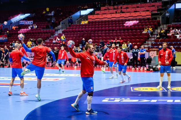 260119 Players of Croatia ahead of the EHF European Handball Championship preliminary round match between the Netherlands and Croatia on January 19, 2026 in Malmö Photo Petter Arvidson BILDBYRAN kod PA PA1126 handball handball handballs em 2026 nederländerna netherlands croatia kroatien ehf european handball championship bbeng grappa33  Copyright: PETTERxARVIDSON BB260119PA007