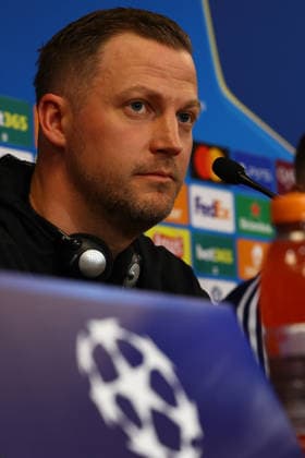 January 19, 2026, Copenaghen, Denmark, Italy: Jacob Neestrup coach of F.C. Copenaghen during a press conference, PK, Pressekonferenz head of the UEFA Champions League 2025 26 League Phase MD7 match between F.C. Copenhagen and SSC Napoli at Parken Stadium in Copenhagen, Denmark, on January 19, 2026 Copenaghen Italy - ZUMAl131 20260119_zsp_l131_005 Copyright: xCiroxDexLucax