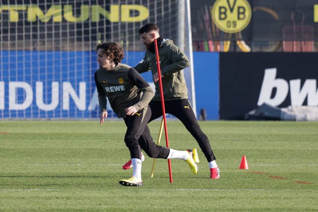 19 01 2026, xgrfx, Football UEFA Champions League, Borussia Dortmund Training v l Fabio Silva, Salih Özcan Borussia Dortmund DFL DFB REGULATIONS PROHIBIT ANY USE OF PHOTOGRAPHS as IMAGE SEQUENCES and or QUASI VIDEO Dortmund