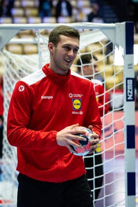 HERNING, DENMARK - JANUARY 19: Mykola Bilyk (Austria, 53) during warm up during the EHF EURO 2026 match between Austria vs Serbia at Jyske Bank Boxen Arena on matchday 3 of the Group Matches Group A on January 19, 2026 in Herning, Denmark. Midtjylland Denmark Copyright: xMarioxM.xKobergx