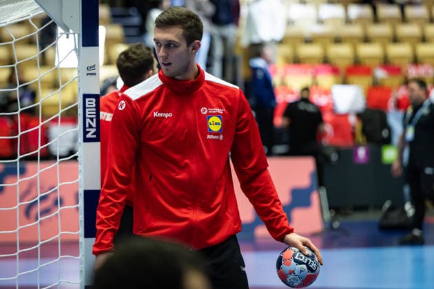 HERNING, DENMARK - JANUARY 19: Mykola Bilyk (Austria, 53) during warm up during the EHF EURO 2026 match between Austria vs Serbia at Jyske Bank Boxen Arena on matchday 3 of the Group Matches Group A on January 19, 2026 in Herning, Denmark. Midtjylland Denmark Copyright: xMarioxM.xKobergx