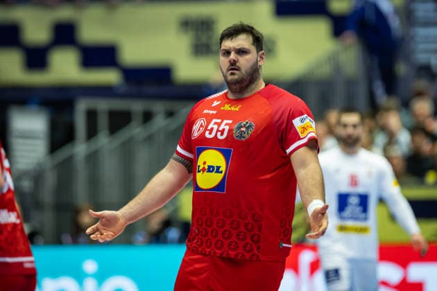 HERNING, DENMARK - JANUARY 19: Tobias Wagner (Austria, 55) gestures during the EHF EURO 2026 match between Austria vs Serbia at Jyske Bank Boxen Arena on matchday 3 of the Group Matches Group A on January 19, 2026 in Herning, Denmark. Midtjylland Denmark Copyright: xMarioxM.xKobergx
