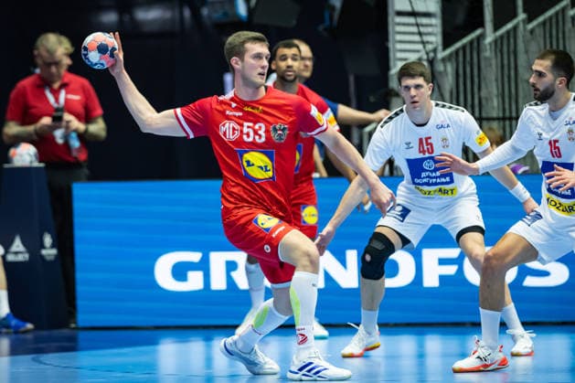 HERNING, DENMARK - JANUARY 19: Mykola Bilyk (Austria, 53) in attack during the EHF EURO 2026 match between Austria vs Serbia at Jyske Bank Boxen Arena on matchday 3 of the Group Matches Group A on January 19, 2026 in Herning, Denmark. Midtjylland Denmark Copyright: xMarioxM.xKobergx