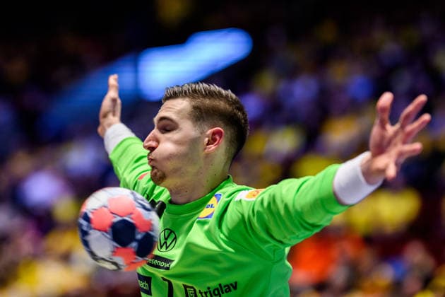 260119 Goalkeeper Dominik Kuzmanovic of Croatia during the EHF European Handball Championship preliminary round match between the Netherlands and Croatia on January 19, 2026 in Malmö Photo Petter Arvidson BILDBYRAN kod PA PA1126 handball handboll handball handbolls em 2026 nederländerna netherlands croatia kroatien ehf european handball championship bbeng grappa33  Copyright: PETTERxARVIDSON BB260119PA052