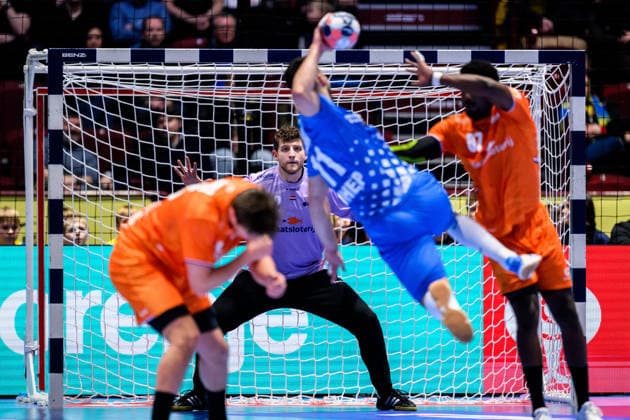 260119 Goalkeeper Matthias Rex Dorgelo of the Netherlands during the EHF European Handball Championship preliminary round match between the Netherlands and Croatia on January 19, 2026 in Malmö Photo Petter Arvidson BILDBYRAN kod PA PA1126 handball handboll handball handbolls em 2026 nederländerna netherlands croatia kroatien ehf european handball championship bbeng grappa33  Copyright: PETTERxARVIDSON BB260119PA062