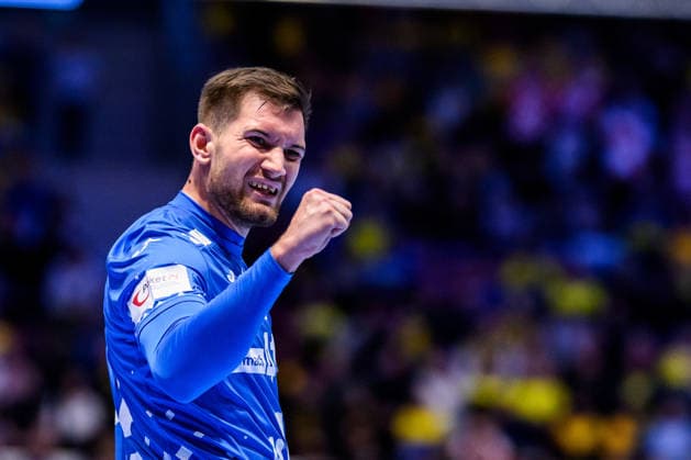 260119 Tin Lucin of Croatia celebrates during the EHF European Handball Championship preliminary round match between the Netherlands and Croatia on January 19, 2026 in Malmö Photo Petter Arvidson BILDBYRAN kod PA PA1126 handball handball handball handballs em 2026 nederländerna netherlands croatia kroatien ehf european handball championship bbeng grappa33 jubel  Copyright: PETTERxARVIDSON BB260119PA073
