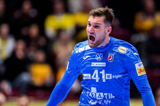 260119 Tin Lucin of Croatia celebrates during the EHF European Handball Championship preliminary round match between the Netherlands and Croatia on January 19, 2026 in Malmö Photo Petter Arvidson BILDBYRAN kod PA PA1126 handball handball handball handballs em 2026 nederländerna netherlands croatia kroatien ehf european handball championship bbeng grappa33 jubel  Copyright: PETTERxARVIDSON BB260119PA074