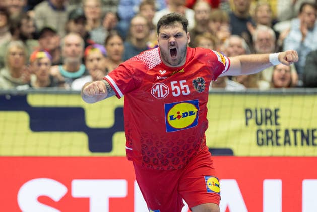 Austria Serbia, EHF European Handball Championship 2026 Tobias Wagner Austria, 55 Handball EHF European Championship, International match between Austria and Serbia on January 19, 2026 in Herning Denmark , Herning Denmark Jyske Bank Boxen