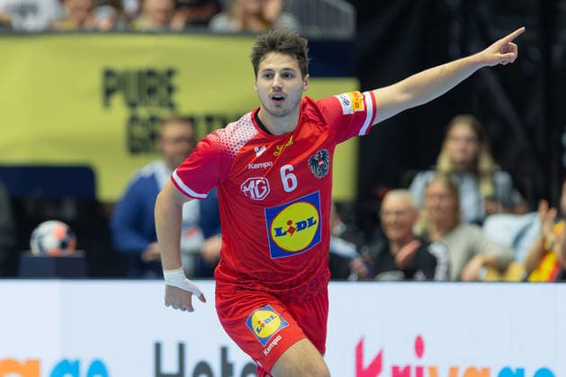Austria Serbia, EHF European Handball Championship 2026 Markus Mahr Austria, 6 Handball EHF European Championship, International match between Austria and Serbia on January 19, 2026 in Herning Denmark , Herning Denmark Jyske Bank Boxen