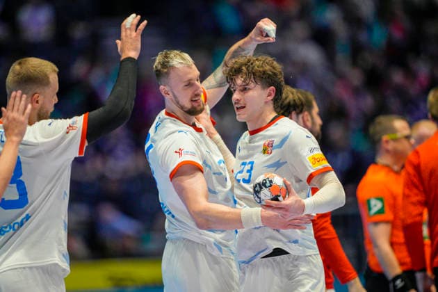 European Handball Championship, Czech Republic Ukraine Baerum 20260119 The Czech Republic s Matej Nantl left and Jonas Josef during the EC handball match between the Czech Republic and Ukraine in the Unity arena Photo Stian Lysberg Solum NTB Baerum Norway EDITORIAL USE ONLY RESTRICTED USE FOR BETTING COMPANIES  Copyright: xStianxLysbergxSolumx xNTBx