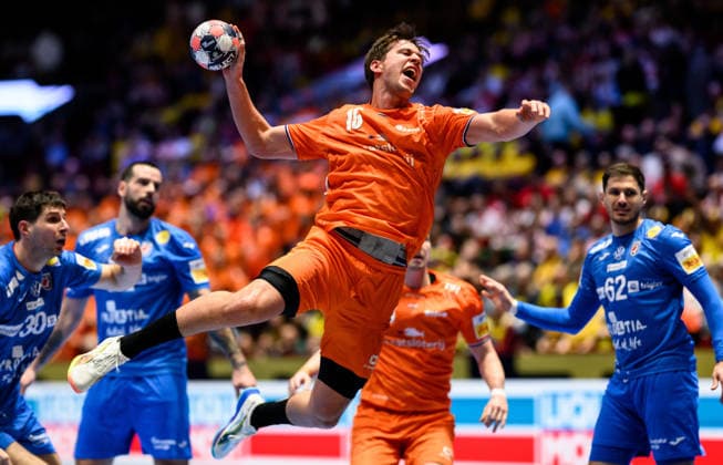 260119 Lars Kooij of the Netherlands during the EHF European Handball Championship preliminary round match between the Netherlands and Croatia on January 19, 2026 in Malmö Photo Petter Arvidson BILDBYRAN kod PA PA1126 handball handball handball handballs em 2026 nederländerna netherlands croatia kroatien ehf european handball championship bbeng grappa33  Copyright: PETTERxARVIDSON BB260119PA092
