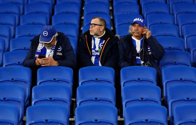 Brighton fans. Brighton and Hove Albion v AFC Bournemouth, Premier League, Football, American Express Community Stadium, Brighton, UK - 19 Jan 2026Brighton American Express Community Stadi United Kingdom EDITORIAL USE ONLY No use with unauthorised audio, video, data, fixture lists, club league logos or live services. Online in-match use limited to 120 images, no video emulation. No use in betting, games or single club league player publications.  Copyright: xJamesxMarsh Shutterstockx 16348254b