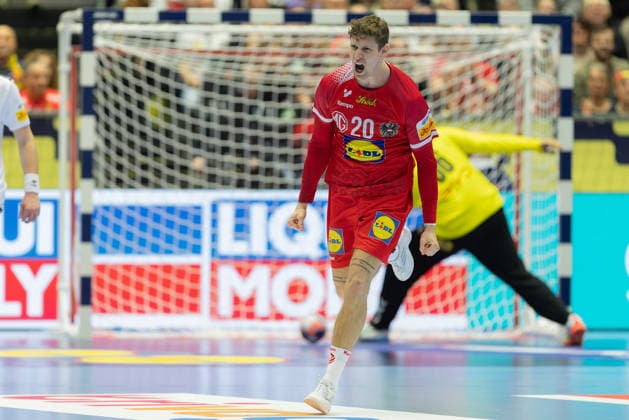 Austria Serbia, EHF European Handball Championship 2026 Sebastian Frimmel Austria, 20 Handball EHF European Championship, international match between Austria and Serbia on January 19, 2026 in Herning Denmark , Herning Denmark Jyske Bank Boxen