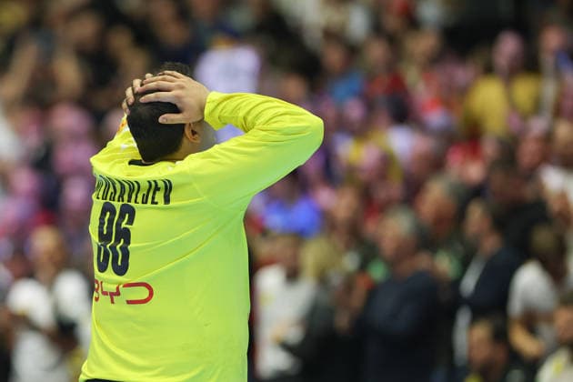 Austria Serbia, EHF Handball European Championship 2026 Goalkeeper Dejan Milosavljev Serbia, 96 Handball EHF European Championship, International match between Austria and Serbia on January 19, 2026 in Herning Denmark , Herning Denmark Jyske Bank Boxen