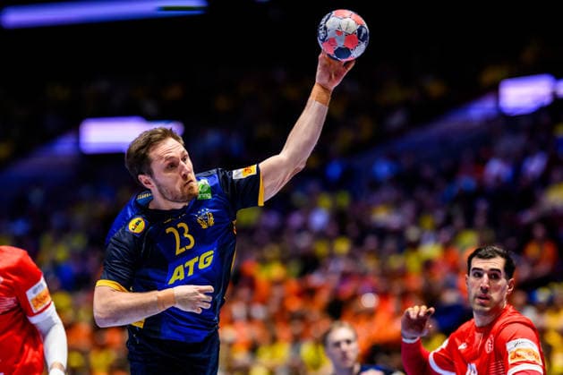 260119 Albin Lagergren of Sweden during the EHF European Handball Championship preliminary round match between Georgia and Sweden on January 19, 2026 in Malmö Photo Petter Arvidson BILDBYRAN kod PA PA1125 handball handball handball handballs em 2026 georgia sverige sweden ehf european handball championship georgia bbeng  Copyright: PETTERxARVIDSON BB260119PA114