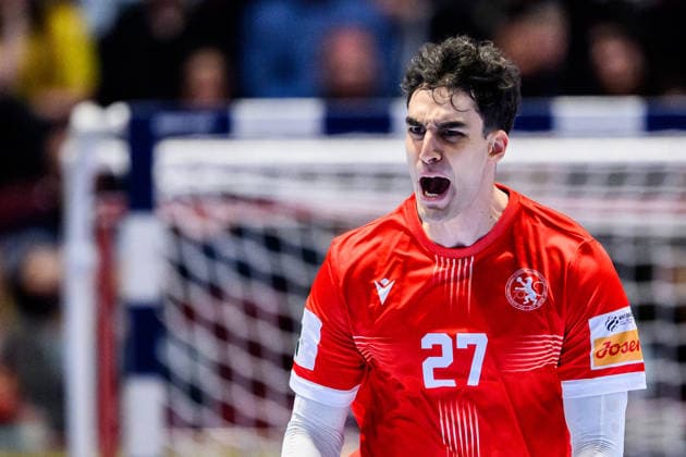 260119 Nikoloz Kalandadze of Georgia celebrates during the EHF European Handball Championship preliminary round match between Georgia and Sweden on January 19, 2026 in Malmö Photo Petter Arvidson BILDBYRAN kod PA PA1125 handball handball handball handballs em 2026 georgia sverige sweden ehf european handball championship georgia bbeng jubel  Copyright: PETTERxARVIDSON BB260119PA118