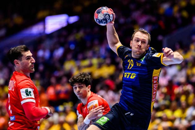 260119 Felix Claar of Sweden during the EHF European Handball Championship preliminary round match between Georgia and Sweden on January 19, 2026 in Malmö Photo Petter Arvidson BILDBYRAN kod PA PA1125 handball handball handball handballs em 2026 georgia sverige sweden ehf european handball championship georgia bbeng  Copyright: PETTERxARVIDSON BB260119PA119