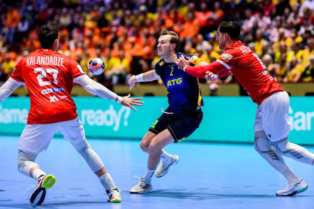 260119 Jonathan Carlsbogard of Sweden during the EHF European Handball Championship preliminary round match between Georgia and Sweden on January 19, 2026 in Malmö Photo Petter Arvidson BILDBYRAN kod PA PA1125 handball handball handball handballs em 2026 georgien sverige sweden ehf european handball championship georgia bbeng  Copyright: PETTERxARVIDSON BB260119PA120