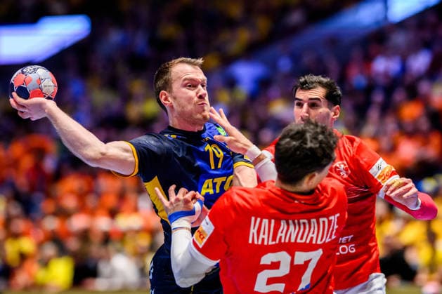 260119 Felix Claar of Sweden during the EHF European Handball Championship preliminary round match between Georgia and Sweden on January 19, 2026 in Malmö Photo Petter Arvidson BILDBYRAN kod PA PA1125 handball handball handball handballs em 2026 georgia sverige sweden ehf european handball championship georgia bbeng  Copyright: PETTERxARVIDSON BB260119PA123