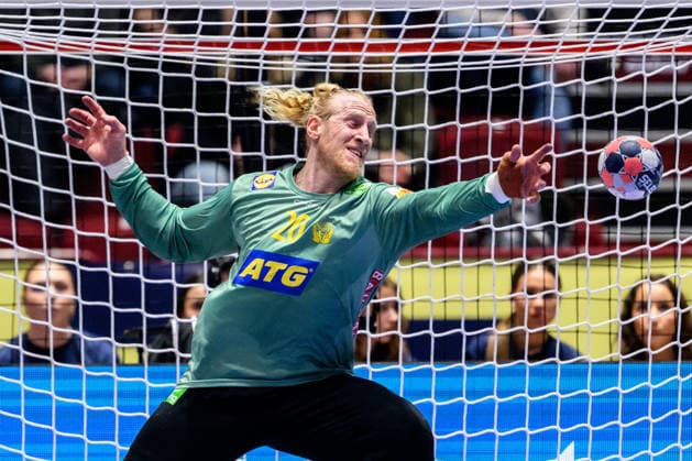 260119 Goalkeeper Mikael Appelgren of Sweden during the EHF European Handball Championship preliminary round match between Georgia and Sweden on January 19, 2026 in Malmö Photo Petter Arvidson BILDBYRAN kod PA PA1125 handball handball handball handballs em 2026 georgien sverige sweden ehf european handball championship georgia bbeng  Copyright: PETTERxARVIDSON BB260119PA132