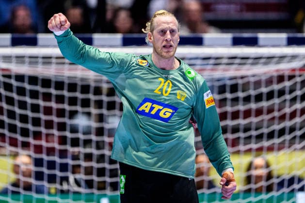 260119 Goalkeeper Mikael Appelgren of Sweden celebrates during the EHF European Handball Championship preliminary round match between Georgia and Sweden on January 19, 2026 in Malmö Photo Petter Arvidson BILDBYRAN kod PA PA1125 handball handball handball handballs em 2026 georgia sverige sweden ehf european handball championship georgia bbeng jubel  Copyright: PETTERxARVIDSON BB260119PA139