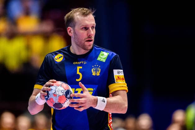260119 Max Darj of Sweden during the EHF European Handball Championship preliminary round match between Georgia and Sweden on January 19, 2026 in Malmö Photo Petter Arvidson BILDBYRAN kod PA PA1125 handball handball handball handballs em 2026 georgia sverige sweden ehf european handball championship georgia bbeng  Copyright: PETTERxARVIDSON BB260119PA141