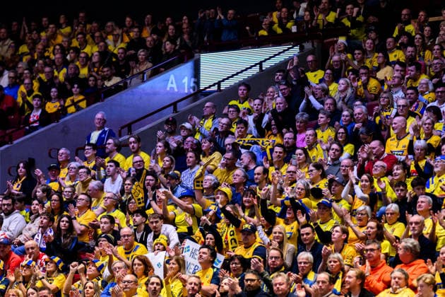 260119 Spectators in the stands during the EHF European Handball Championship preliminary round match between Georgia and Sweden on January 19, 2026 in Malmö Photo Petter Arvidson BILDBYRAN kod PA PA1125 handball handball handball handballs em 2026 georgia sverige sweden ehf european handball championship georgia bbeng publik  Copyright: PETTERxARVIDSON BB260119PA146