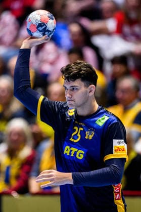 260119 Nikola Roganovic of Sweden during the EHF European Handball Championship preliminary round match between Georgia and Sweden on January 19, 2026 in Malmö Photo Petter Arvidson BILDBYRAN kod PA PA1125 handball handball handball handballs em 2026 georgia sverige sweden ehf european handball championship georgia bbeng  Copyright: PETTERxARVIDSON BB260119PA150
