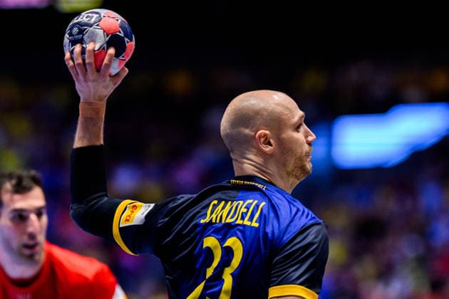 260119 Lukas Sandell of Sweden during the EHF European Handball Championship preliminary round match between Georgia and Sweden on January 19, 2026 in Malmö Photo Petter Arvidson BILDBYRAN kod PA PA1125 handball handball handball handballs em 2026 georgia sverige sweden ehf european handball championship georgia bbeng  Copyright: PETTERxARVIDSON BB260119PA151