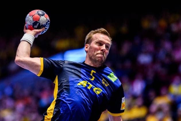 260119 Max Darj of Sweden during the EHF European Handball Championship preliminary round match between Georgia and Sweden on January 19, 2026 in Malmö Photo Petter Arvidson BILDBYRAN kod PA PA1125 handball handball handball handballs em 2026 georgia sverige sweden ehf european handball championship georgia bbeng  Copyright: PETTERxARVIDSON BB260119PA154