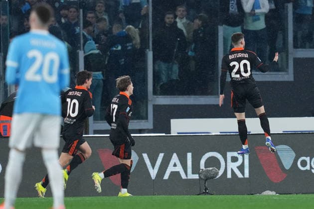 Como™s Martin Baturina celebrates after scoring during the Serie A EniLive soccer match between Lazio and Como at the Rome s Olympic stadium, Italy - Monday January 19, 2026 - Soccer ( Photo by Alfredo Falcone LaPresse )  Copyright: xAlfredoxFalcone LaPressex