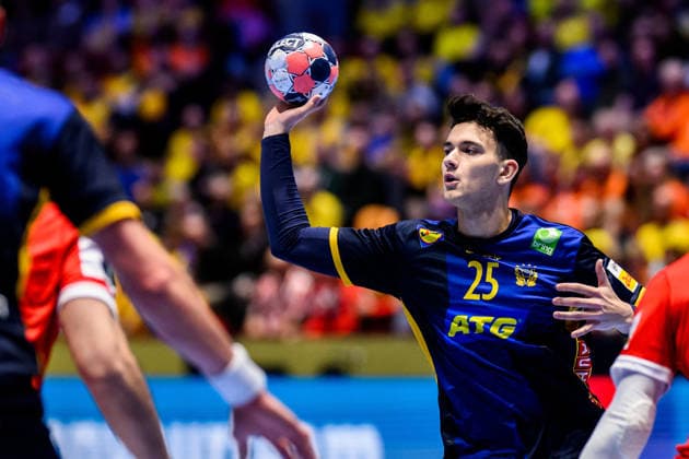 260119 Nikola Roganovic of Sweden during the EHF European Handball Championship preliminary round match between Georgia and Sweden on January 19, 2026 in Malmö Photo Petter Arvidson BILDBYRAN kod PA PA1125 handball handball handball handballs em 2026 georgia sverige sweden ehf european handball championship georgia bbeng  Copyright: PETTERxARVIDSON BB260119PA159
