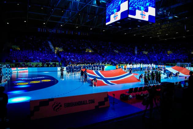 European Handball Championship 2026 France Norway Baerun 20260119 The teams before the European Championship handball match between France and Norway in Unity arena Photo Stian Lysberg Solum NTB Baerun Norway EDITORIAL USE ONLY RESTRICTED USE FOR BETTING COMPANIES  Copyright: xStianxLysbergxSolumx xNTBx