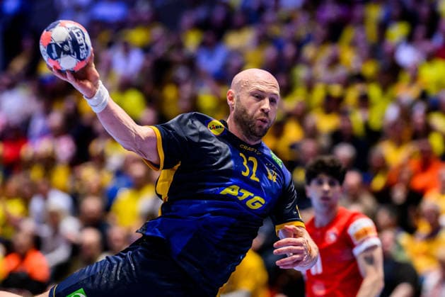 260119 Oscar Bergendahl of Sweden during the EHF European Handball Championship preliminary round match between Georgia and Sweden on January 19, 2026 in Malmö Photo Petter Arvidson BILDBYRAN kod PA PA1125 handball handball handball handballs em 2026 georgia sverige sweden ehf european handball championship georgia bbeng  Copyright: PETTERxARVIDSON BB260119PA164
