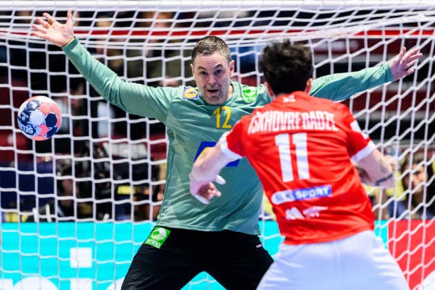 260119 Goalkeeper Andreas Palicka of Sweden during the EHF European Handball Championship preliminary round match between Georgia and Sweden on January 19, 2026 in Malmö Photo Petter Arvidson BILDBYRAN kod PA PA1125 handball handball handball handballs em 2026 georgien sverige sweden ehf european handball championship georgia bbeng  Copyright: PETTERxARVIDSON BB260119PA171