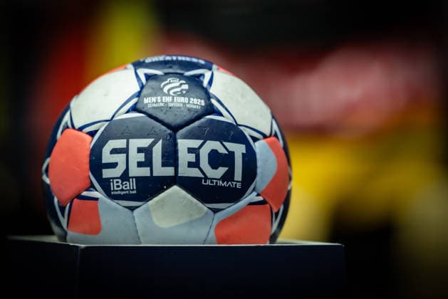 HERNING, DENMARK - JANUARY 19: The Ball during the EHF EURO 2026 match between Germany vs Spain at Jyske Bank Boxen Arena on matchday 3 of the Group Matches Group A on January 19, 2026 in Herning, Denmark. Midtjylland Denmark Copyright: xMarioxM.xKobergx