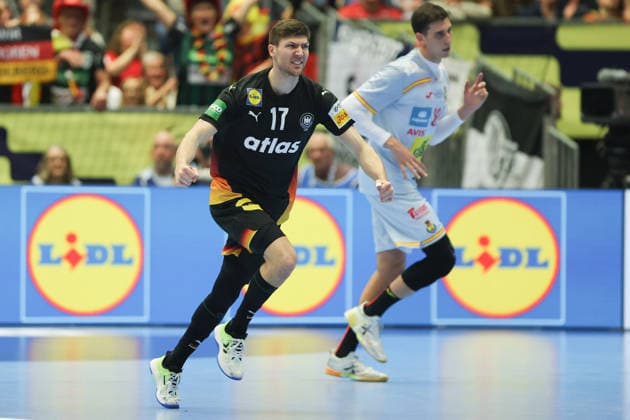 Germany Spain, EHF European Handball Championship 2026 Lukas Zerbe Germany, 17 Handball EHF European Championship, international match between Germany and Spain on January 19, 2026 in Herning Denmark , Herning Denmark Jyske Bank Boxing