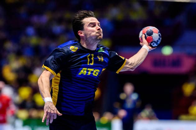 260119 Sebastian Karlsson of Sweden during the EHF European Handball Championship preliminary round match between Georgia and Sweden on January 19, 2026 in Malmö Photo Petter Arvidson BILDBYRAN kod PA PA1125 handball handball handball handballs em 2026 georgien sverige sweden ehf european handball championship georgia bbeng  Copyright: PETTERxARVIDSON BB260119PA187