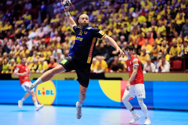 MALMÖ, SWEDEN 20260119 Swedens Oscar Bergendahl during the European Handball Championship Group E match between Georgia and Sweden in Malmö Arena, Malmö, Sweden, January 19, 2026 MALMÖ SWEDEN x10600x  Copyright: xAndreasxHillergren TTx HANDBOLLS-EM 2026 GEORGIEN - SVERIGE