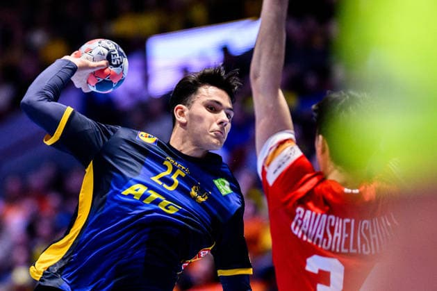 260119 Nikola Roganovic of Sweden during the EHF European Handball Championship preliminary round match between Georgia and Sweden on January 19, 2026 in Malmö Photo Petter Arvidson BILDBYRAN kod PA PA1125 handball handball handball handballs em 2026 georgia sverige sweden ehf european handball championship georgia bbeng  Copyright: PETTERxARVIDSON BB260119PA188