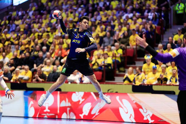 MALMÖ, SWEDEN 20260119 Swedens Nikola RoganoviÄ‡ during the European Handball Championship Group E match between Georgia and Sweden in Malmö Arena, Malmö, Sweden, January 19, 2026 MALMÖ SWEDEN x10600x  Copyright: xAndreasxHillergren TTx HANDBOLLS-EM 2026 GEORGIEN - SVERIGE