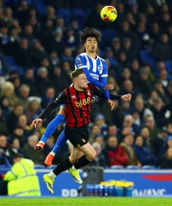 Kaoru Mitoma of Brighton and Hove Albion and Adrien Truffert of AFC Bournemouth. Brighton and Hove Albion v AFC Bournemouth, Premier League, Football, American Express Community Stadium, Brighton, UK - 19 Jan 2026Brighton American Express Community Stadi United Kingdom EDITORIAL USE ONLY No use with unauthorised audio, video, data, fixture lists, club league logos or live services. Online in-match use limited to 120 images, no video emulation. No use in betting, games or single club league player publications.  Copyright: xJamesxMarsh Shutterstockx 16348254ad