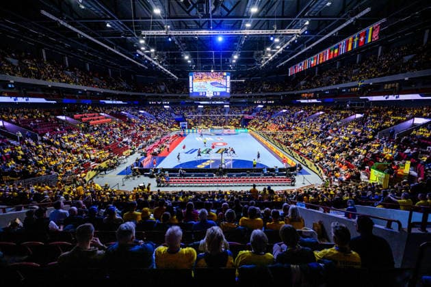 260119 General view of Malmö Arena during the EHF European Handball Championship preliminary round match between Georgia and Sweden on January 19, 2026 in Malmö Photo Petter Arvidson BILDBYRAN kod PA PA1125 handball handball handball handballs em 2026 georgien sverige sweden ehf european handball championship georgia bbeng arena interiör  Copyright: PETTERxARVIDSON BB260119PA197