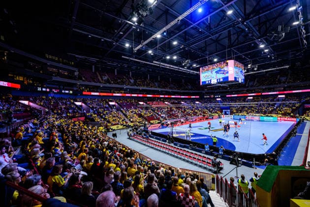 260119 General view of Malmö Arena during the EHF European Handball Championship preliminary round match between Georgia and Sweden on January 19, 2026 in Malmö Photo Petter Arvidson BILDBYRAN kod PA PA1125 handball handball handball handballs em 2026 georgien sverige sweden ehf european handball championship georgia bbeng arena interiör  Copyright: PETTERxARVIDSON BB260119PA198