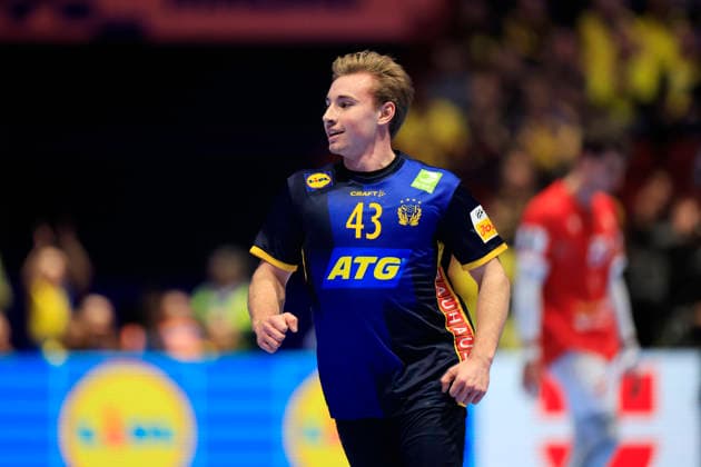 MALMÖ, SWEDEN 20260119 Swedens Felix Montebovi during the European Handball Championship Group E match between Georgia and Sweden in Malmö Arena, Malmö, Sweden, January 19, 2026 MALMÖ SWEDEN x10600x  Copyright: xAndreasxHillergren TTx HANDBOLLS-EM 2026 GEORGIEN - SVERIGE