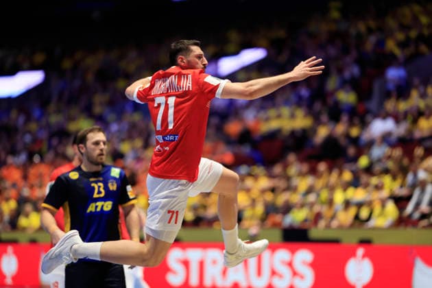 MALMÖ, SWEDEN 20260119 Georgias Giorgi Dikhaminjia during the European Handball Championship Group E match between Georgia and Sweden in Malmö Arena, Malmö, Sweden, January 19, 2026 MALMÖ SWEDEN x10600x  Copyright: xAndreasxHillergren TTx HANDBOLLS-EM 2026 GEORGIEN - SVERIGE