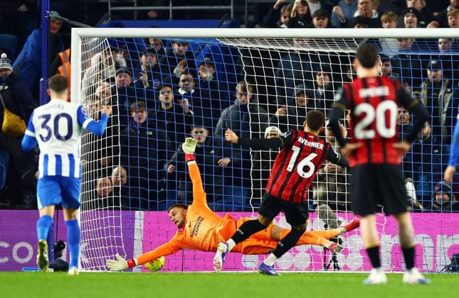 Marcus Tavernier of AFC Bournemouth scores a goal to make the score 0-1. Brighton and Hove Albion v AFC Bournemouth, Premier League, Football, American Express Community Stadium, Brighton, UK - 19 Jan 2026Brighton American Express Community Stadi United Kingdom EDITORIAL USE ONLY No use with unauthorised audio, video, data, fixture lists, club league logos or live services. Online in-match use limited to 120 images, no video emulation. No use in betting, games or single club league player publications.  Copyright: xJamesxMarsh Shutterstockx 16348254an