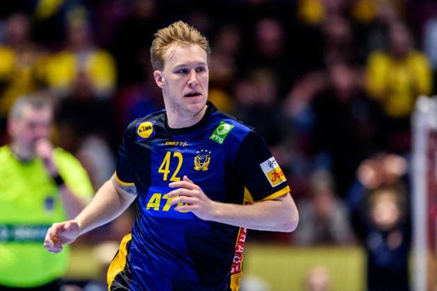 260119 Eric Johansson of Sweden during the EHF European Handball Championship preliminary round match between Georgia and Sweden on January 19, 2026 in Malmö Photo Petter Arvidson BILDBYRAN kod PA PA1125 handball handboll handball handbolls em 2026 georgien sverige sweden ehf european handball championship georgia bbeng  Copyright: PETTERxARVIDSON BB260119PA226
